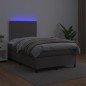 vidaXL Boxspringbett mit Matratze & LED Grau 120x190 cm Kunstleder vidaXL Boxspringbett mit Matratze & LED Grau 120x190 cm Kunstleder
