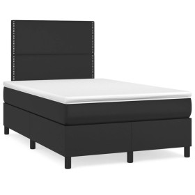 vidaXL Boxspringbett mit Matratze & LED Schwarz 120x190 cm Kunstleder