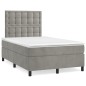 vidaXL Boxspringbett mit Matratze & LED Hellgrau 120x190 cm Samt vidaXL Boxspringbett mit Matratze & LED Hellgrau 120x190 cm Samt