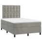 vidaXL Boxspringbett mit Matratze & LED Hellgrau 120x190 cm Samt vidaXL Boxspringbett mit Matratze & LED Hellgrau 120x190 cm Samt