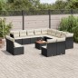 vidaXL 14-tlg. Garten-Sofagarnitur mit Kissen Schwarz Poly Rattan vidaXL 14-tlg. Garten-Sofagarnitur mit Kissen Schwarz Poly Rattan