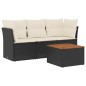 vidaXL 4-tlg. Garten-Sofagarnitur mit Kissen Schwarz Poly Rattan vidaXL 4-tlg. Garten-Sofagarnitur mit Kissen Schwarz Poly Rattan
