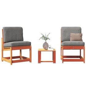 vidaXL 3-tlg. Garten-Lounge-Set Wachsbraun Massivholz Kiefer