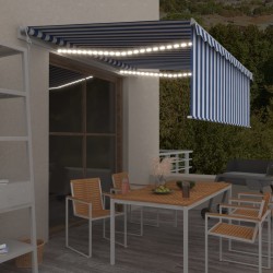 Automatische Markise Jalousie LED Windsensor 4,5x3m Blau Weiß
