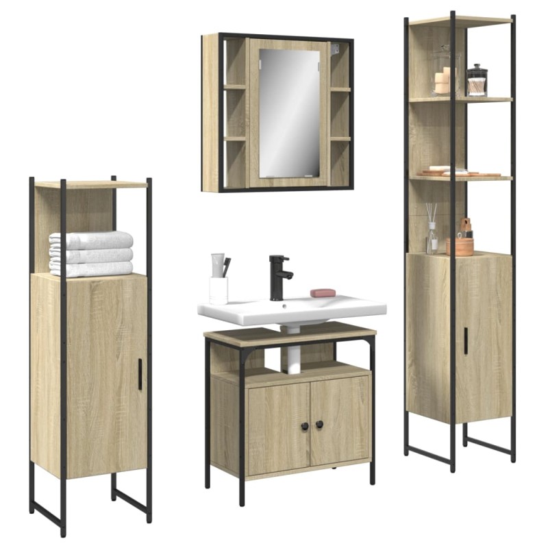 vidaXL 4-tlg. Badmöbel-Set Sonoma-Eiche Holzwerkstoff vidaXL 4-tlg. Badmöbel-Set Sonoma-Eiche Holzwerkstoff