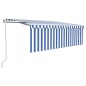 Automatische Markise Jalousie LED Windsensor 4,5x3m Blau Weiß Automatische Markise Jalousie LED Windsensor 4,5x3m Blau Weiß