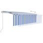 Automatische Markise Jalousie LED Windsensor 4,5x3m Blau Weiß Automatische Markise Jalousie LED Windsensor 4,5x3m Blau Weiß