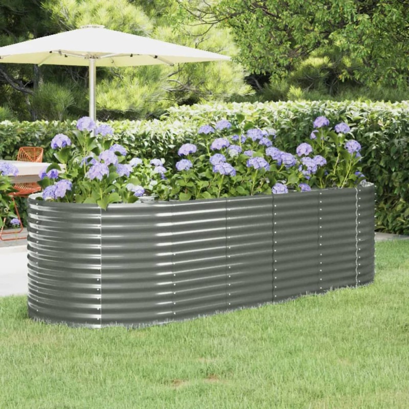 vidaXL Hochbeet Pulverbeschichteter Stahl 249x100x68 cm Grau vidaXL Hochbeet Pulverbeschichteter Stahl 249x100x68 cm Grau