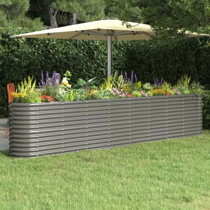vidaXL Hochbeet Pulverbeschichteter Stahl 332x40x68 cm Grau vidaXL Hochbeet Pulverbeschichteter Stahl 332x40x68 cm Grau