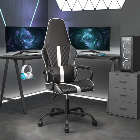 vidaXL Gaming-Stuhl Schwarz und Weiß Kunstleder