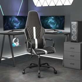 vidaXL Gaming-Stuhl mit Massagefunktion Weiß und Schwarz Kunstleder