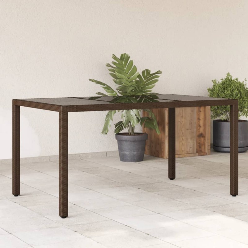 vidaXL Gartentisch mit Glasplatte Braun 150x90x75 cm Poly Rattan vidaXL Gartentisch mit Glasplatte Braun 150x90x75 cm Poly Rattan