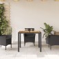 vidaXL Gartentisch mit Holzplatte Schwarz 90x90x75 cm Poly Rattan vidaXL Gartentisch mit Holzplatte Schwarz 90x90x75 cm Poly Rattan