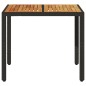vidaXL Gartentisch mit Holzplatte Schwarz 90x90x75 cm Poly Rattan vidaXL Gartentisch mit Holzplatte Schwarz 90x90x75 cm Poly Rattan