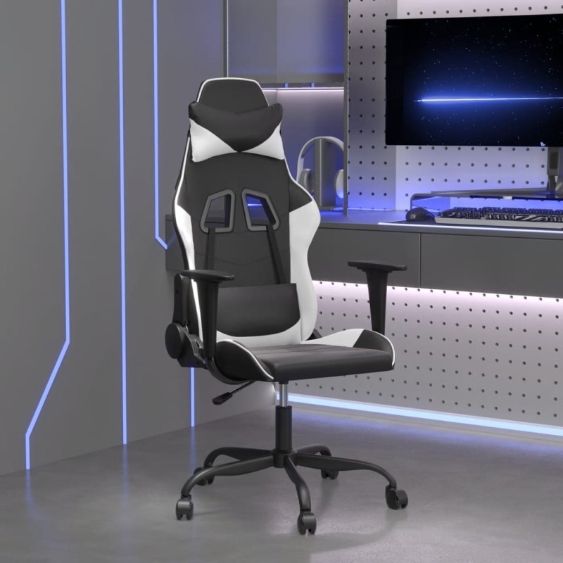 vidaXL Gaming-Stuhl mit Massagefunktion Schwarz und Weiß Kunstleder vidaXL Gaming-Stuhl mit Massagefunktion Schwarz und Weiß Kunstleder