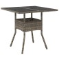 vidaXL Gartentisch mit Glasplatte Grau 80x80x75 cm Poly Rattan vidaXL Gartentisch mit Glasplatte Grau 80x80x75 cm Poly Rattan
