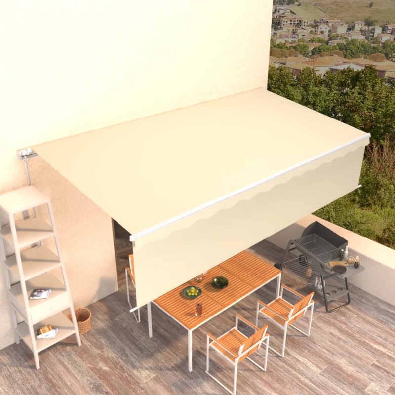 vidaXL Markise Manuell Einziehbar mit Rollo 6x3 m Creme vidaXL Markise Manuell Einziehbar mit Rollo 6x3 m Creme