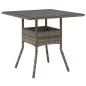 vidaXL Gartentisch mit Glasplatte Grau 80x80x75 cm Poly Rattan vidaXL Gartentisch mit Glasplatte Grau 80x80x75 cm Poly Rattan