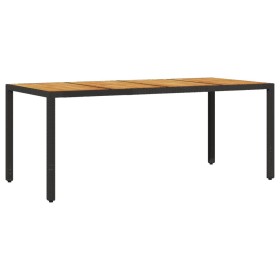 vidaXL Gartentisch mit Akazienholz-Platte Schwarz Poly Rattan