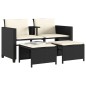 vidaXL Gartensofa 2-Sitzer mit Tisch und Hockern Schwarz Poly Rattan vidaXL Gartensofa 2-Sitzer mit Tisch und Hockern Schwarz Poly Rattan