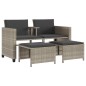 vidaXL Gartensofa 2-Sitzer mit Tisch und Hockern Hellgrau Poly Rattan vidaXL Gartensofa 2-Sitzer mit Tisch und Hockern Hellgrau Poly Rattan