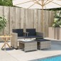 vidaXL Gartensofa 2-Sitzer mit Tisch und Hockern Hellgrau Poly Rattan vidaXL Gartensofa 2-Sitzer mit Tisch und Hockern Hellgrau Poly Rattan