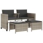 vidaXL Gartensofa 2-Sitzer mit Tisch und Hockern Hellgrau Poly Rattan vidaXL Gartensofa 2-Sitzer mit Tisch und Hockern Hellgrau Poly Rattan