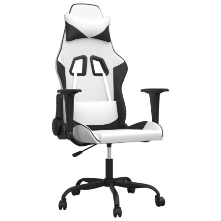vidaXL Gaming-Stuhl Weiß und Schwarz Kunstleder
