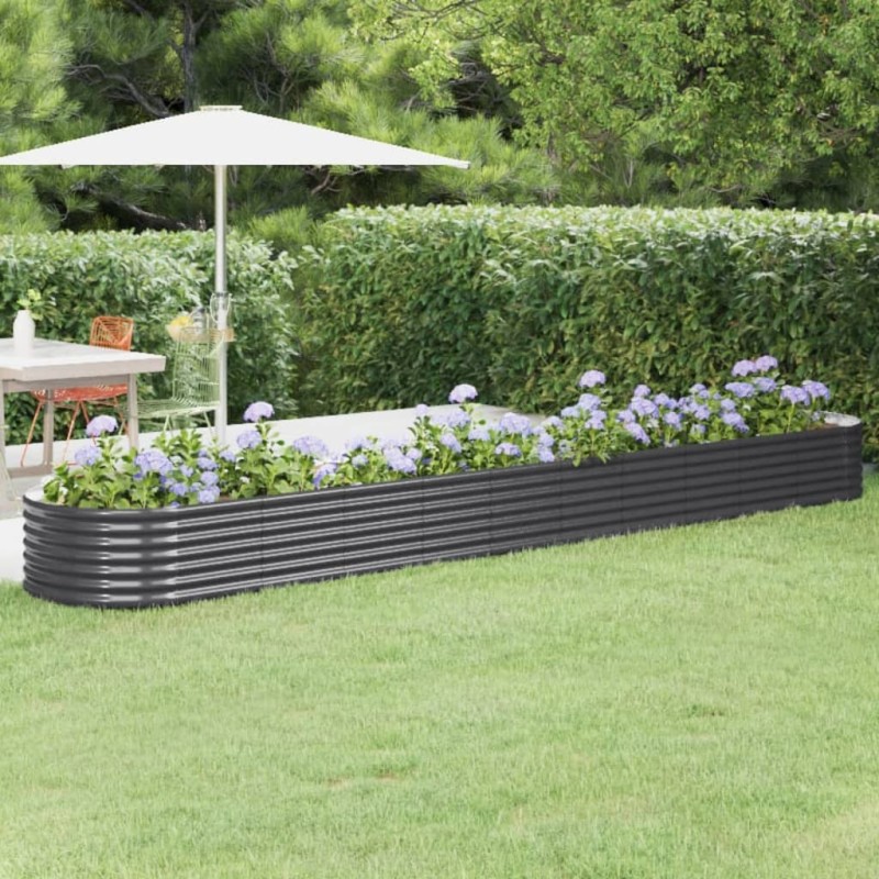 vidaXL Hochbeet Pulverbeschichteter Stahl 440x80x36 cm Anthrazit vidaXL Hochbeet Pulverbeschichteter Stahl 440x80x36 cm Anthrazit
