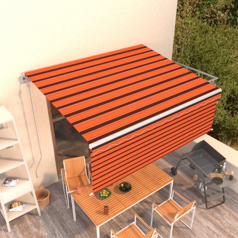 Gelenkarmmarkise Automatisch mit Jalousie 4x3m Orange und Braun Gelenkarmmarkise Automatisch mit Jalousie 4x3m Orange und Braun