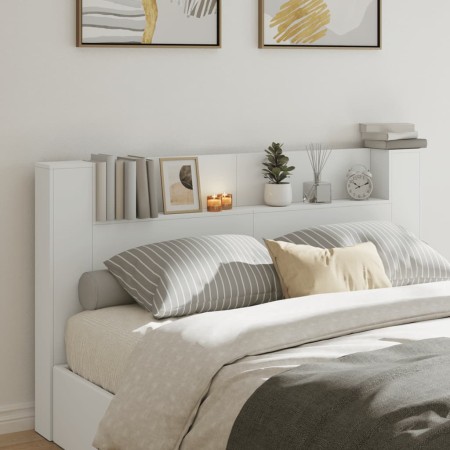 vidaXL LED-Kopfteil mit Ablagen Weiß 180x16,5x103,5 cm