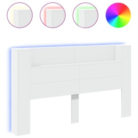 vidaXL LED-Kopfteil mit Ablagen Weiß 180x16,5x103,5 cm