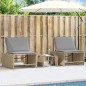 vidaXL Sonnenliegen 2 Stk. mit Tisch Beige Poly Rattan vidaXL Sonnenliegen 2 Stk. mit Tisch Beige Poly Rattan