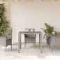 vidaXL Gartentisch mit Glasplatte Grau 90x90x75 cm Poly Rattan vidaXL Gartentisch mit Glasplatte Grau 90x90x75 cm Poly Rattan