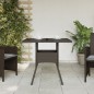 vidaXL Gartentisch mit Glasplatte Braun 80x80x75 cm Poly Rattan vidaXL Gartentisch mit Glasplatte Braun 80x80x75 cm Poly Rattan