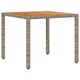 vidaXL Gartentisch mit Akazienholz-Platte Grau 90x90x75 cm Poly Rattan