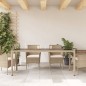 vidaXL Gartentisch mit Glasplatte Beige 190x90x75 cm Poly Rattan vidaXL Gartentisch mit Glasplatte Beige 190x90x75 cm Poly Rattan