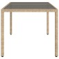 vidaXL Gartentisch mit Glasplatte Beige 190x90x75 cm Poly Rattan vidaXL Gartentisch mit Glasplatte Beige 190x90x75 cm Poly Rattan