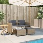 vidaXL Gartensofa 2-Sitzer mit Tisch und Hockern Beige Poly Rattan vidaXL Gartensofa 2-Sitzer mit Tisch und Hockern Beige Poly Rattan