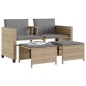 vidaXL Gartensofa 2-Sitzer mit Tisch und Hockern Beige Poly Rattan vidaXL Gartensofa 2-Sitzer mit Tisch und Hockern Beige Poly Rattan