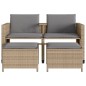 vidaXL Gartensofa 2-Sitzer mit Tisch und Hockern Beige Poly Rattan vidaXL Gartensofa 2-Sitzer mit Tisch und Hockern Beige Poly Rattan
