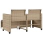 vidaXL Gartensofa 2-Sitzer mit Tisch und Hockern Beige Poly Rattan vidaXL Gartensofa 2-Sitzer mit Tisch und Hockern Beige Poly Rattan