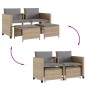 vidaXL Gartensofa 2-Sitzer mit Tisch und Hockern Beige Poly Rattan vidaXL Gartensofa 2-Sitzer mit Tisch und Hockern Beige Poly Rattan
