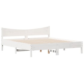 vidaXL Massivholzbett mit Kopfteil Weiß 180x200 cm Kiefer