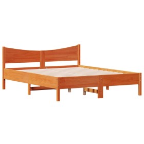 vidaXL Massivholzbett mit Kopfteil Wachsbraun 150x200 cm Kiefer