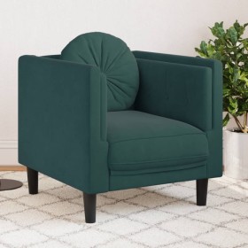 vidaXL Sessel mit Kissen Dunkelgrün Samt