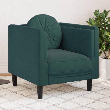 vidaXL Sessel mit Kissen Dunkelgrün Samt