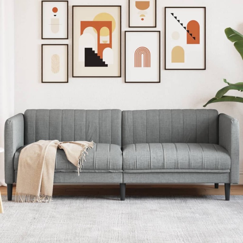 vidaXL Sofa 3-Sitzer Hellgrau Stoff vidaXL Sofa 3-Sitzer Hellgrau Stoff