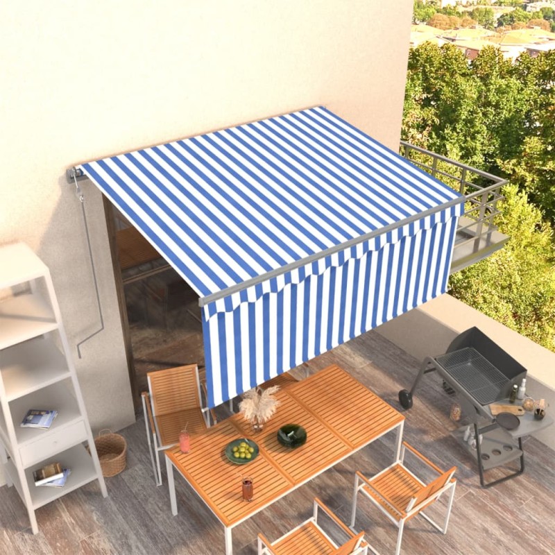 Gelenkarmmarkise Automatisch mit Jalousie 3x2,5 m Blau und Weiß Gelenkarmmarkise Automatisch mit Jalousie 3x2,5 m Blau und Weiß