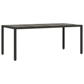 vidaXL Gartentisch mit Glasplatte Schwarz 190x90x75 cm Poly Rattan